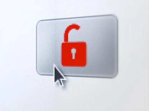Safety concept: Opened Padlock on digital button background Stock Illustration