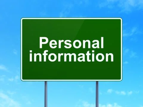 Safety concept: Personal Information on road sign background 库存插图