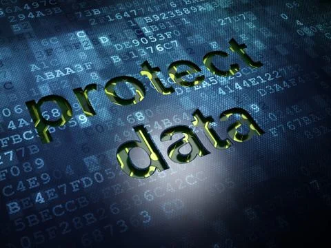 Safety concept: Protect Data on digital screen background 스톡 일러스트