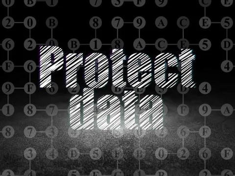 Safety concept: Protect Data in grunge dark room Stock Illustration