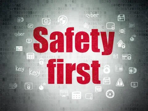Safety concept: Safety First on Digital Data Paper background Stock Illustration