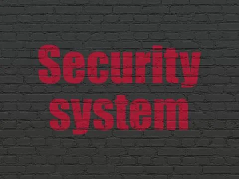 Safety concept: Security System on wall background Illustrazione stock