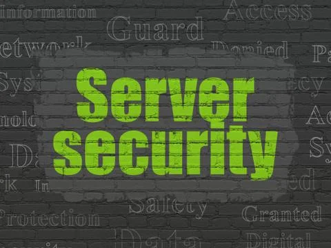 Safety concept: Server Security on wall background Illustrazione stock