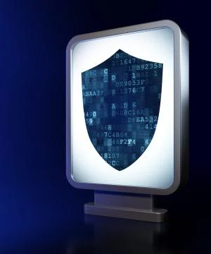 Safety concept: Shield on billboard background 库存插图