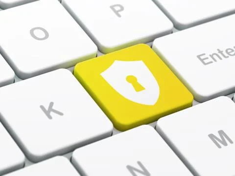 Safety concept: Shield With Keyhole on computer keyboard background Ilustração Stock