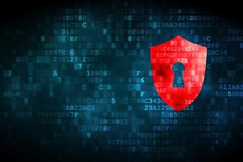 Safety concept: Shield With Keyhole on digital background Stock Illustration
