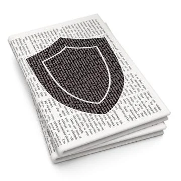 Safety concept: Shield on Newspaper background Illustrazione stock