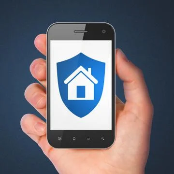 Safety concept: Shield on smartphone Stockillustratie