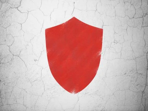 Safety concept: Shield on wall background Illustrazione stock