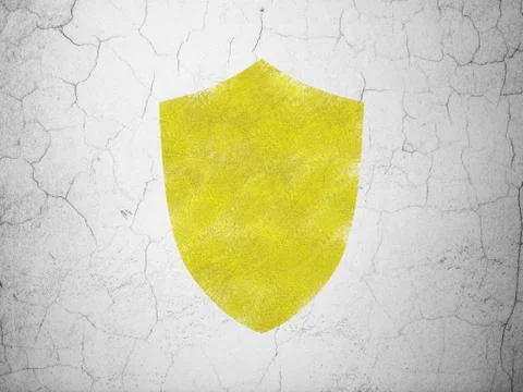 Safety concept: Shield on wall background Illustrazione stock