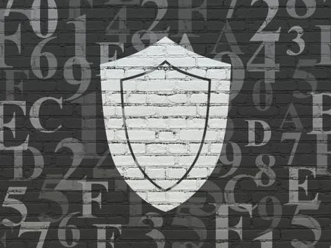 Safety concept: Shield on wall background Stock Illustration