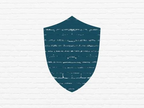 Safety concept: Shield on wall background Stock Illustration