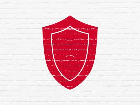 Safety concept: Shield on wall background Stock Illustration
