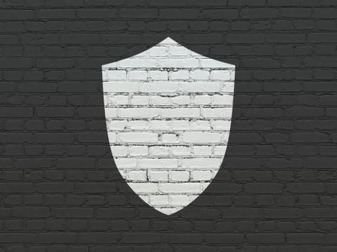 Safety concept: Shield on wall background Stock Illustration