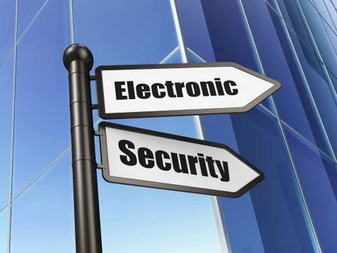 Safety concept: sign Electronic Security on Building background Illustrazione stock