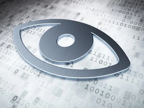 Safety concept: Silver Eye on digital background Stock-Illustration