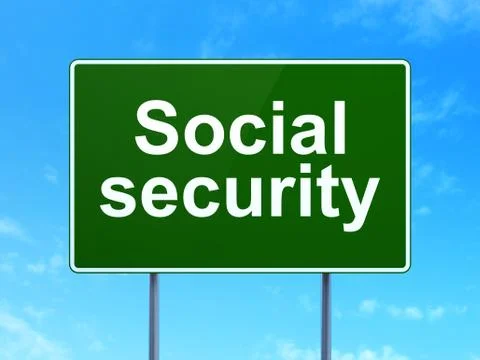 Safety concept: Social Security on road sign background Stock Illustration