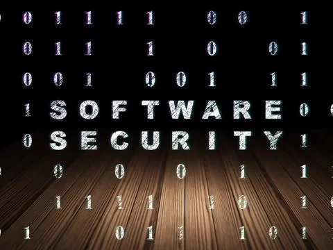 Safety concept: Software Security in grunge dark room Illustrazione stock