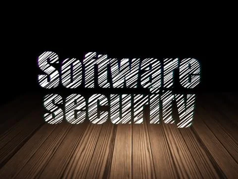 Safety concept: Software Security in grunge dark room Stock Illustration