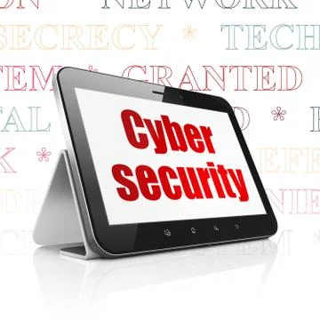 Safety concept: Tablet Computer with Cyber Security on display Stock Illustration