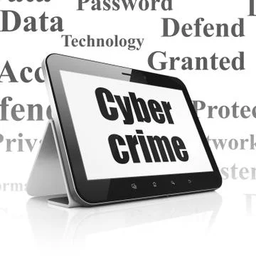 Safety concept: Tablet Computer with Cyber Crime on display Stockillustratie