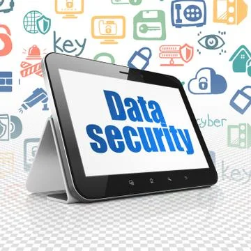 Safety concept: Tablet Computer with Data Security on display Stock Illustration