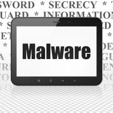 Safety concept: Tablet Computer with Malware on display Illustrazione stock