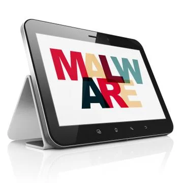 Safety concept: Tablet Computer with Malware on  display Illustrazione stock