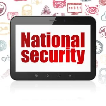 Safety concept: Tablet Computer with National Security on display Stock Illustration