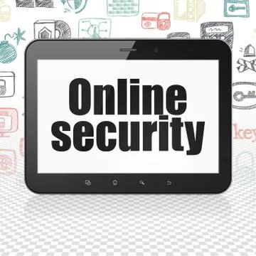 Safety concept: Tablet Computer with Online Security on display 스톡 일러스트