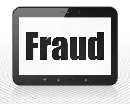 Safety concept: Tablet Pc Computer with Fraud on display Illustrazione stock