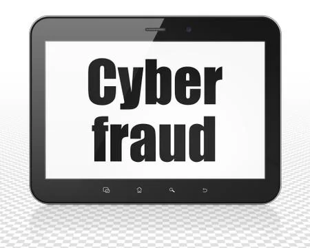 Safety concept: Tablet Pc Computer with Cyber Fraud on display Stock Illustration