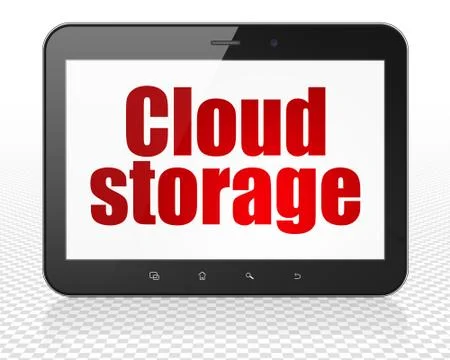 Safety concept: Tablet Pc Computer with Cloud Storage on display Illustrazione stock