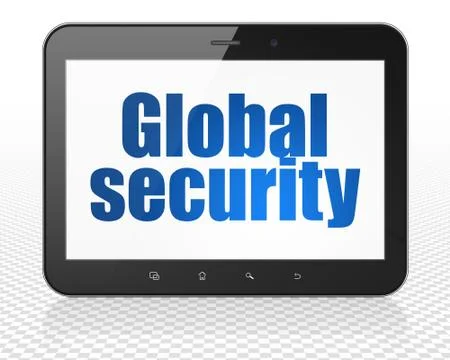Safety concept: Tablet Pc Computer with Global Security on display 스톡 일러스트