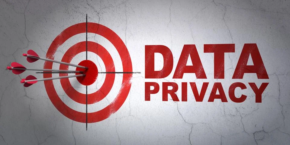 Safety concept: target and Data Privacy on wall background Stock Illustration