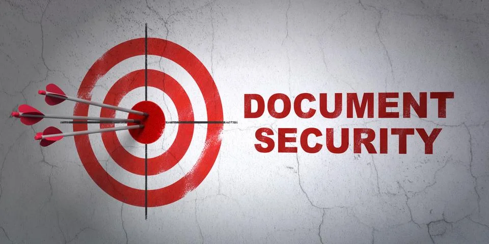 Safety concept: target and Document Security on wall background Ilustración de archivo