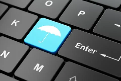 Safety concept: Umbrella on computer keyboard background Illustrazione stock