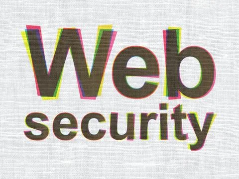 Safety concept: Web Security on fabric texture background 스톡 일러스트