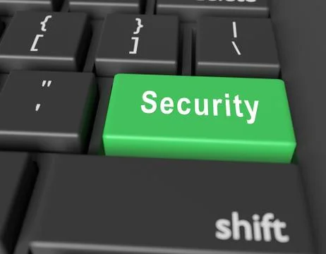 Safety concept. Word Security on button of computer keyboard Stock Illustration