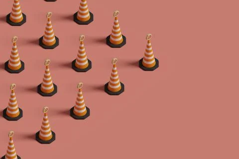 Safety cone isometric pattern. 3d illustration. Stock Illustration