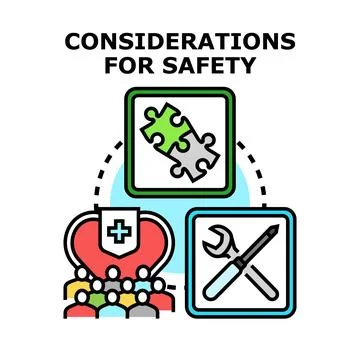 Safety considerations for people, tools, and solutions Stock Illustration
