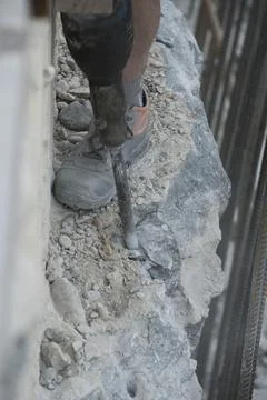 Safety of construction workers on the construction site Stock Photos