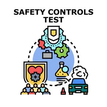 Safety controls test protecting people equipment environment Stock Illustration