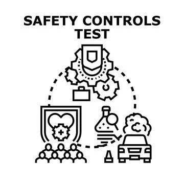 Safety controls test protecting people equipment environment Stock Illustration