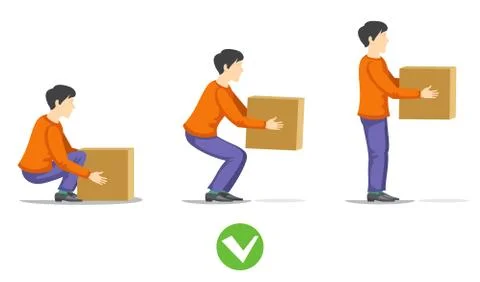 Safety correct lifting of heavy box vector illustration Stock Illustration