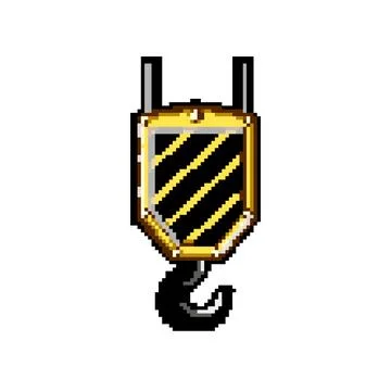 Safety crane hook pixel art vector illustration Stock Illustration
