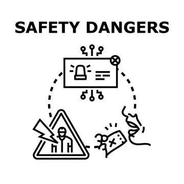 Safety dangers warning system and health hazard Illustrazione stock