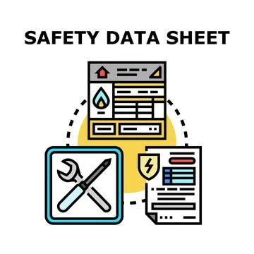 Safety data sheet processing information and occupational guidelines Stock Illustration