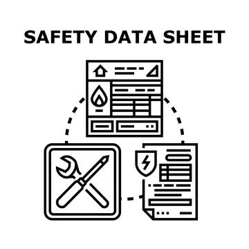 Safety data sheet processing information and occupational guidelines Stock Illustration