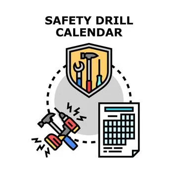 Safety drill calendar planning process Stock Illustration